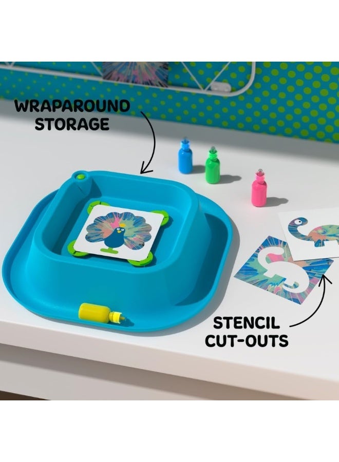 Discovery 3D Neon Spin Motorized Art Station Includes Spin Machine, 3D Glasses, Paints, Templates, Paper | Arts and Crafts for Kids | Supplies Painting Set Activity Kit for Boys & Girls - Image 4